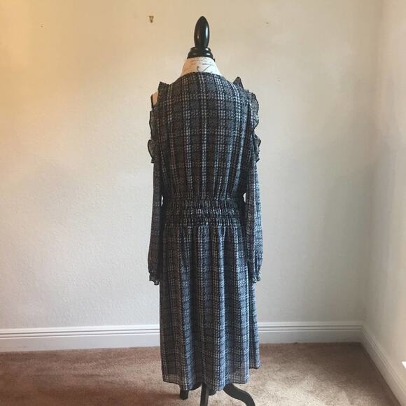 Michael Kors XL maxi cold shoulder dress ruffle bohemian cottagecore - Picture 3 of 7